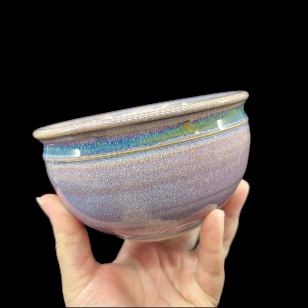 Handmade Pottery Bowl Lavender Glaze Handthrown Signed Studio Pottery - Picture 4 of 12
